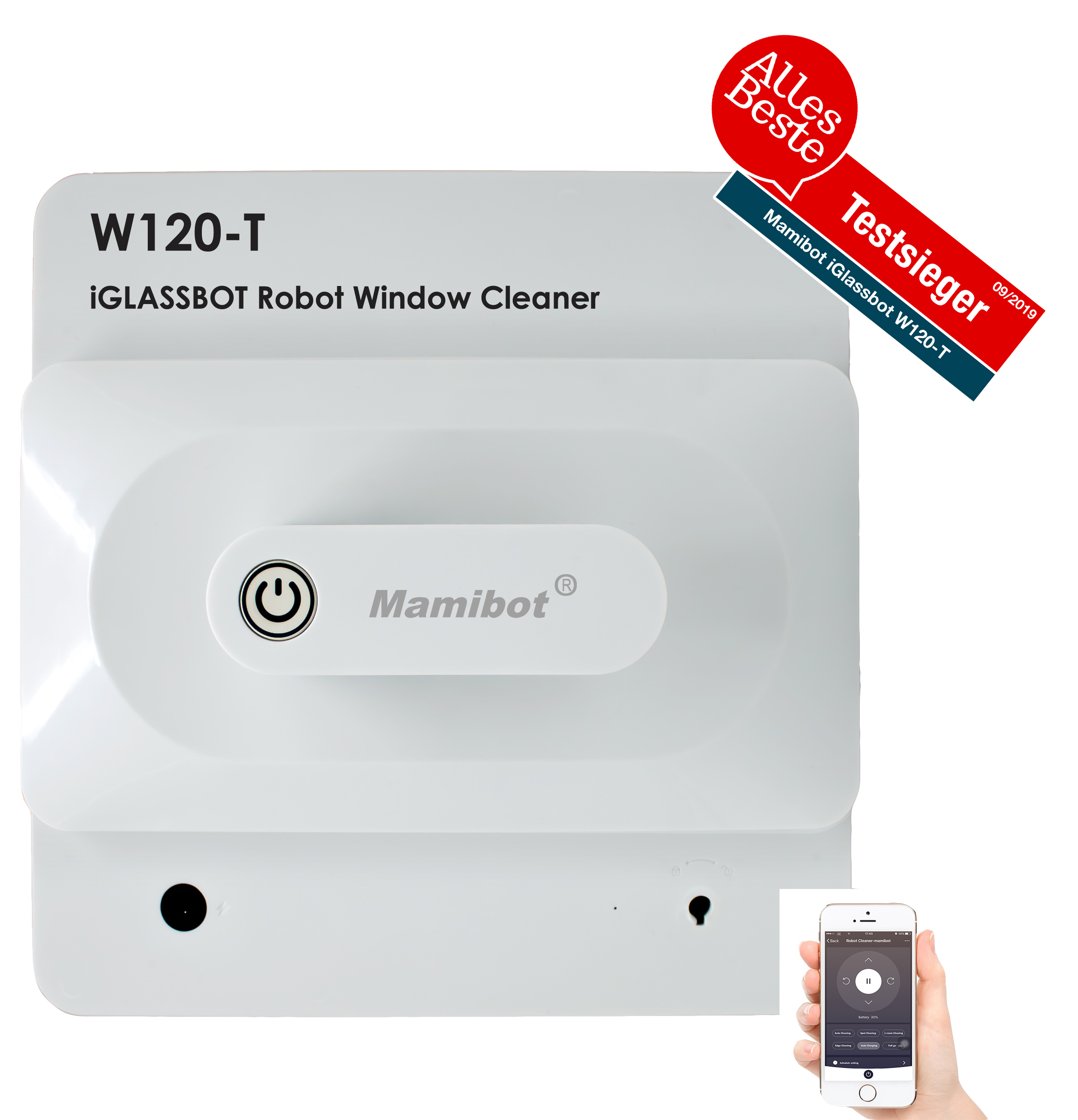 Mamibot W120-T large suction frameless glass cleaning robot