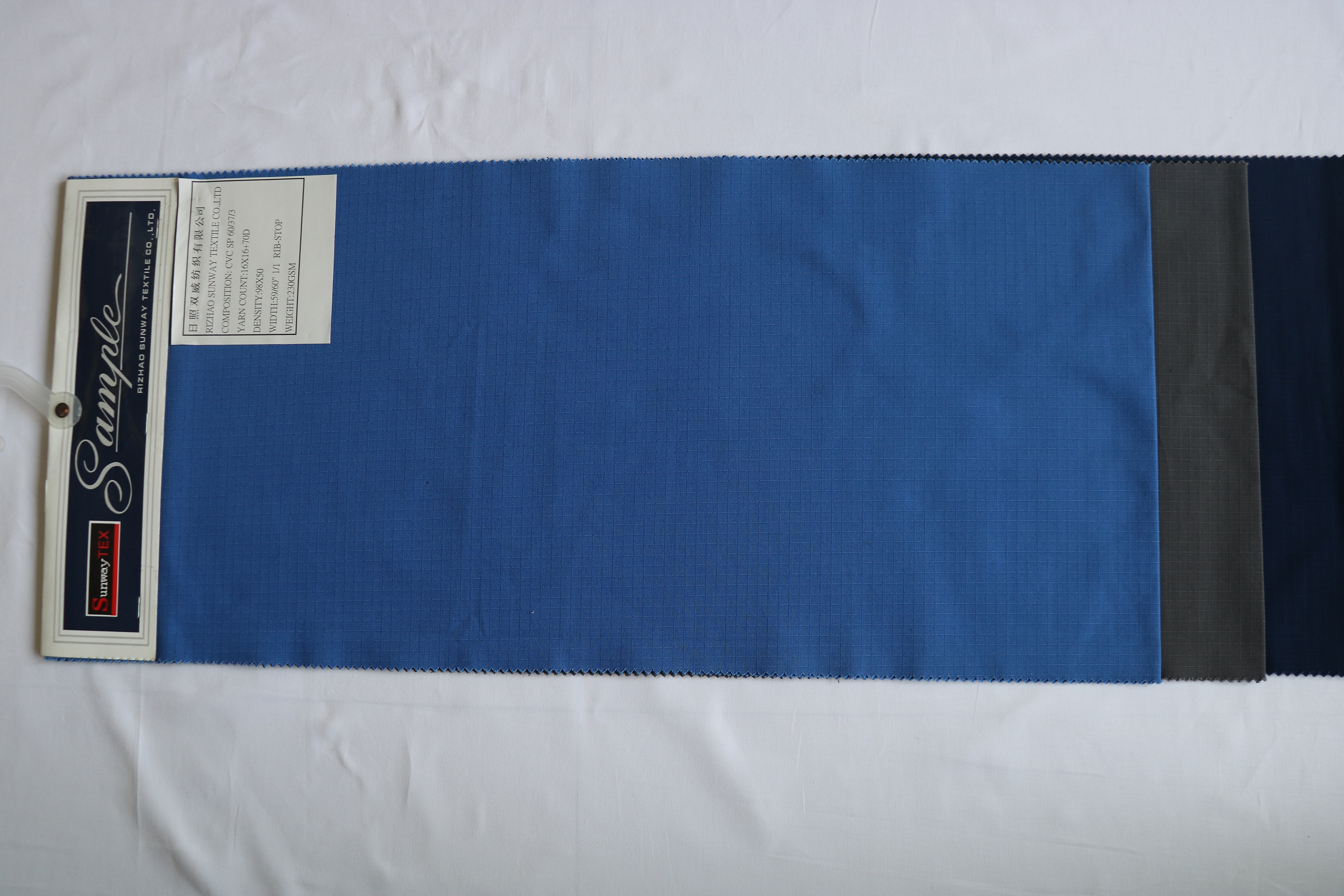 60%cotton 37%poly 3% Spandex 230gsm Rib-Stop Dyed