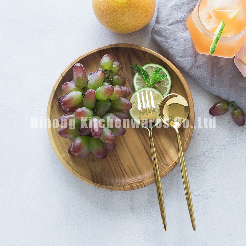 Round Serving Tray with 2pc Cutlery Set