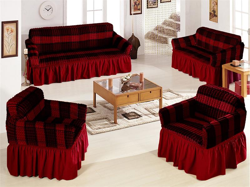 Universal sofa cover checked bubble style 3+2+1+1 set