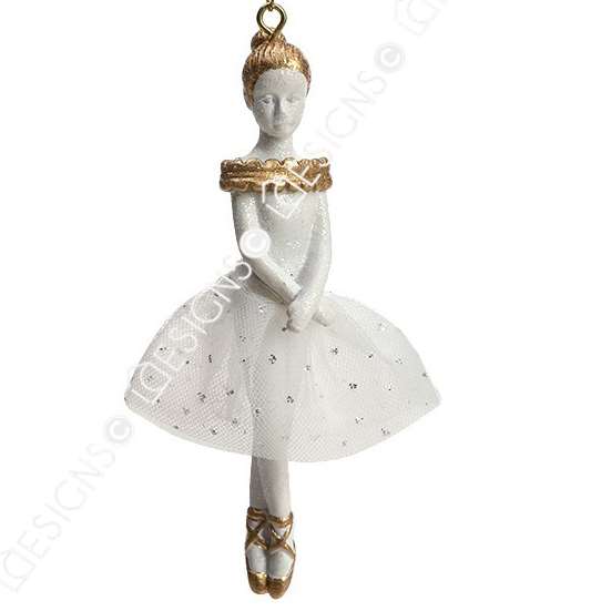 0000000000Hanging Irregular Resin White Dancing Girl Ornament for Christmas Tree