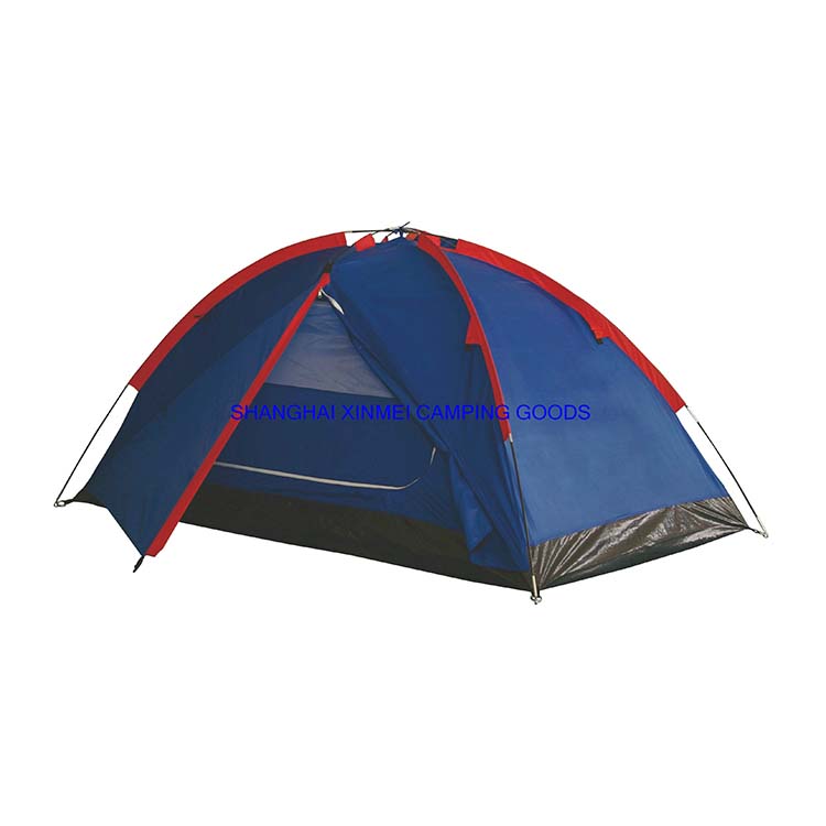 2 P Camping Tent With 100% Polyester Tent Fabric Fiberglass Tent Poles Pe Tent Ground Sheet