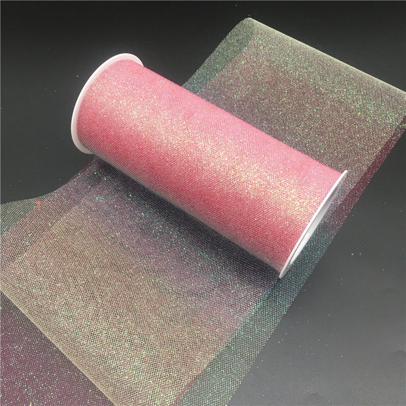 6 Inch Rainbow Glitter Tulle Rolls Wholesale for Wedding Decoration Patry Backdrop Tutu Skirt