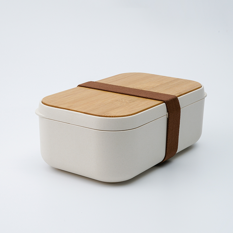 TF105A eco-friendly biodegradable bamboo fiber Bento Lunch Box with bamboo lid （include cutlery）