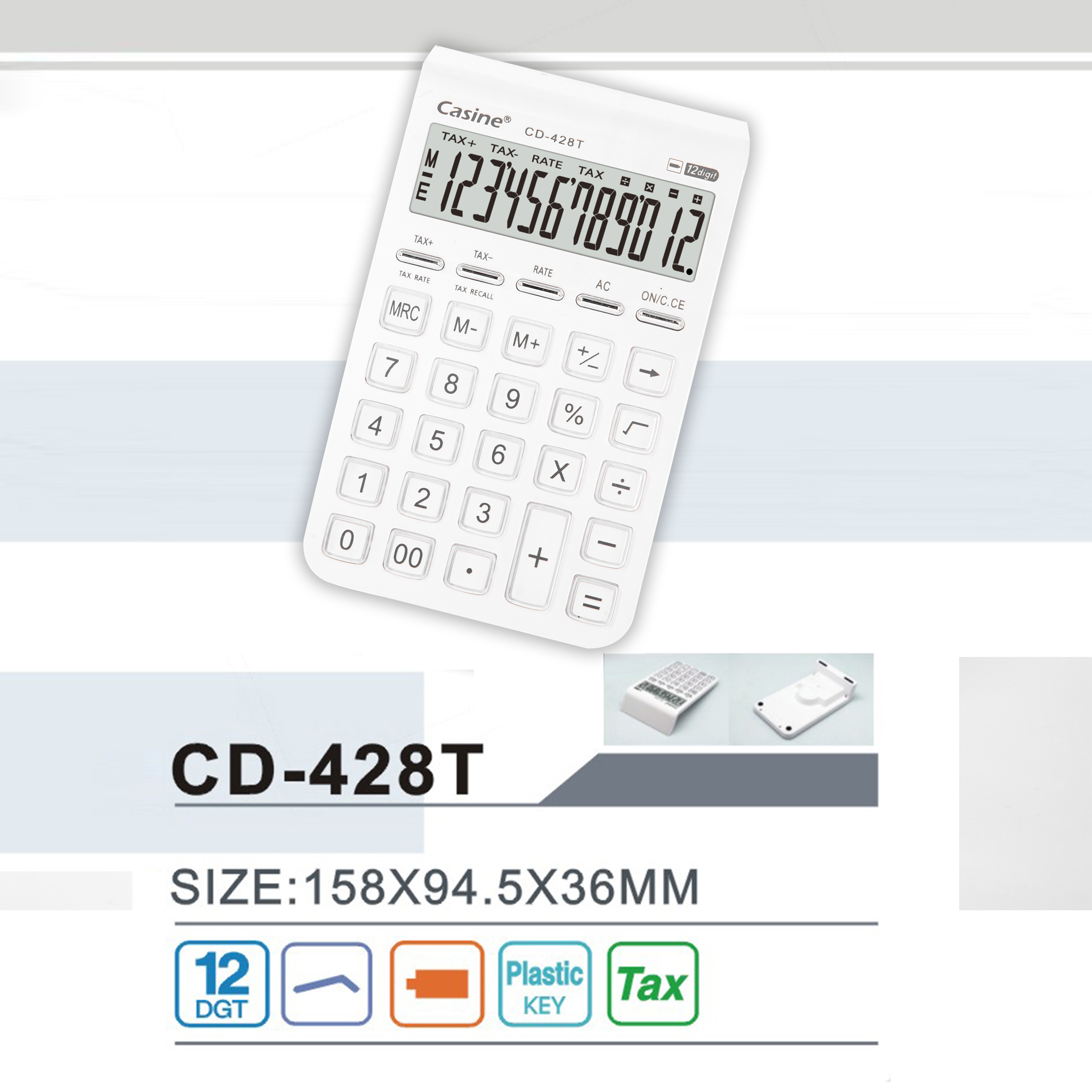 Casine-CD-428T - 12-digit desktop calculator tax calculator