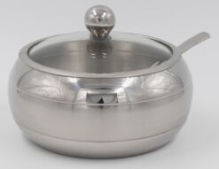 Stainless Steel Sugar Pot With Glass Lid