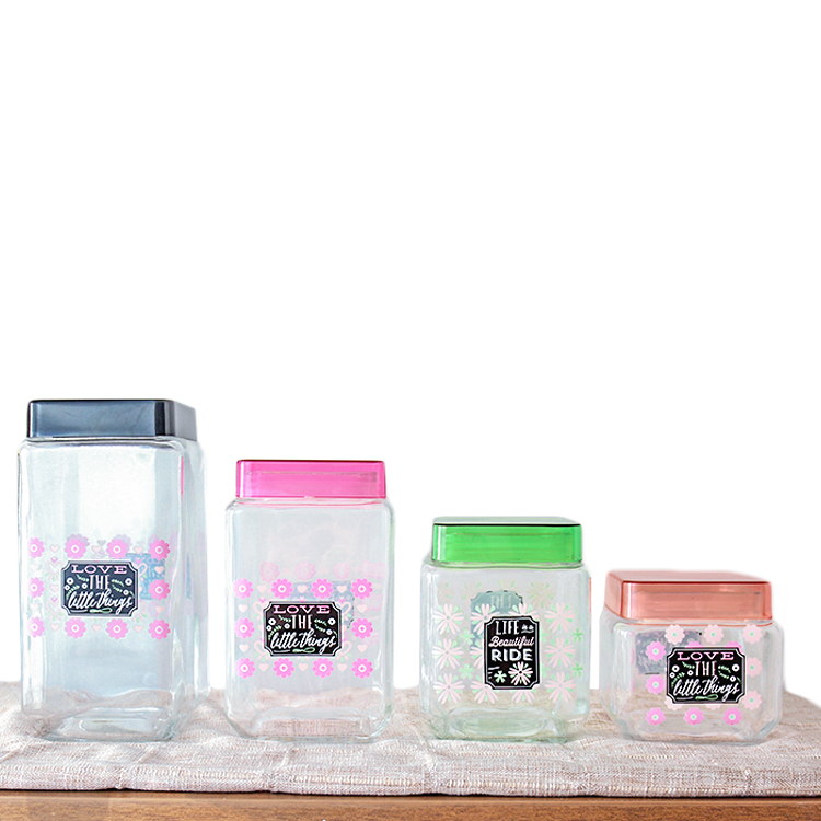 Victorian Square Glass Jar With Airtight Lid Wholesale
