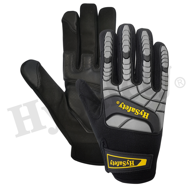 Mechanics gloves, synthetic leather glove, work glove, impact glove
