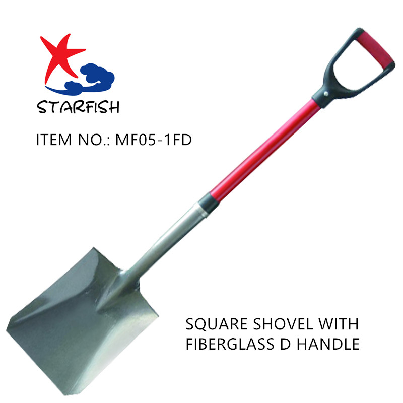 Square Shovel With Fiberglass D Handle
