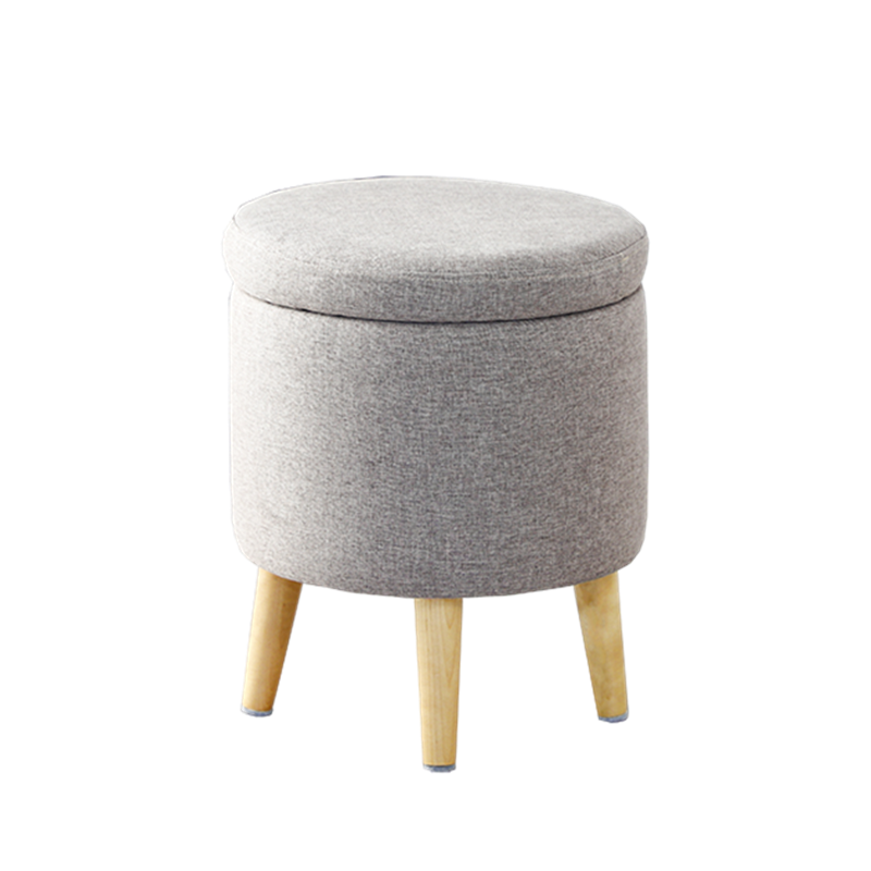 Linen fabric storage ottoman with detachable legs