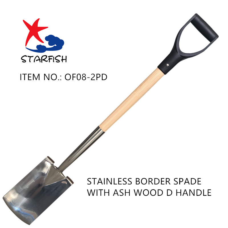 Stainless Border Spade With Ash Wood D Handle