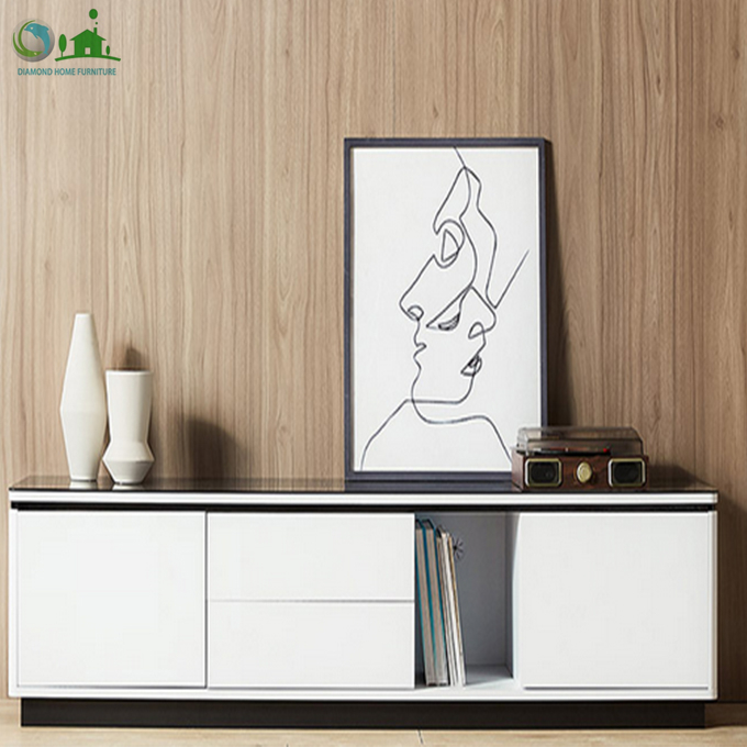 Wholesale modern TV stand with tempered glass
