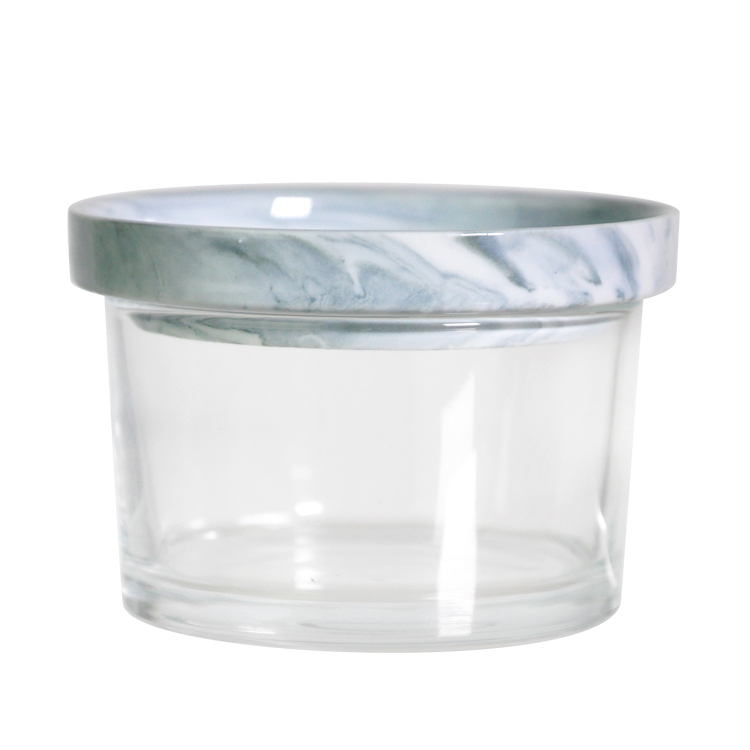 Mini glass bowl with porcelain lid ( stackable, can be a saucer)