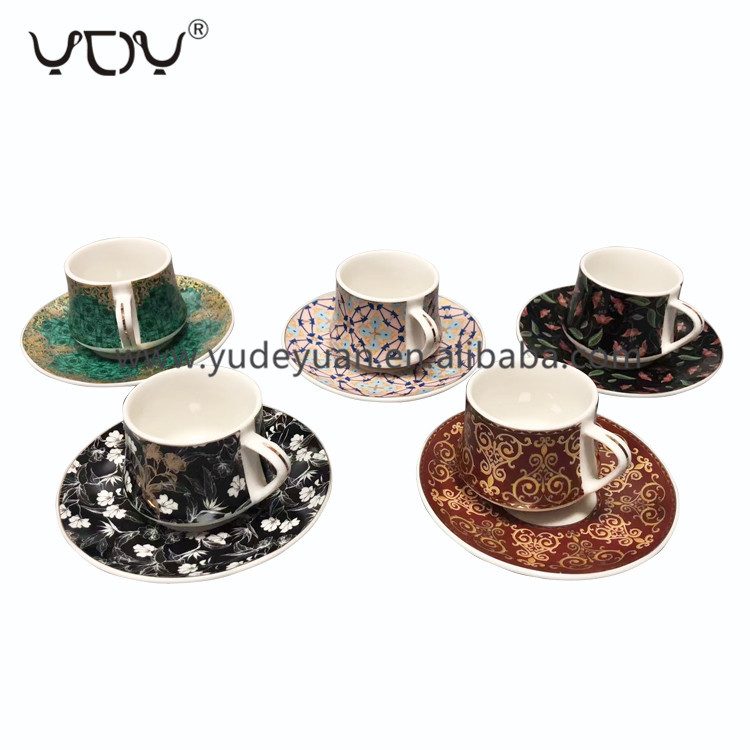 Wholesale price modern fine porcelain new bone china 90cc tea coffee cup saucer 12pcs set