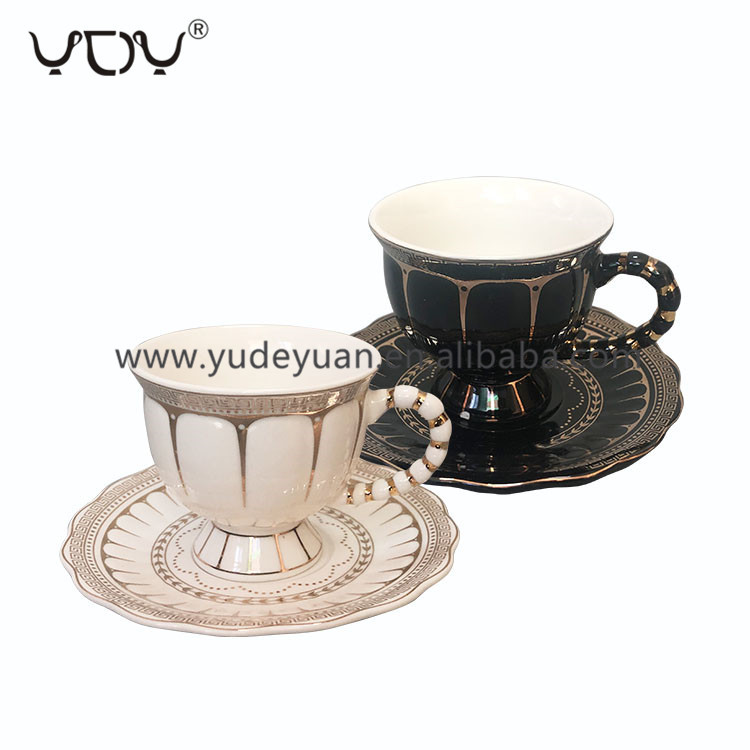 wholesale new design custom logo coffee porcelain new bone ceramic cup and saucer set