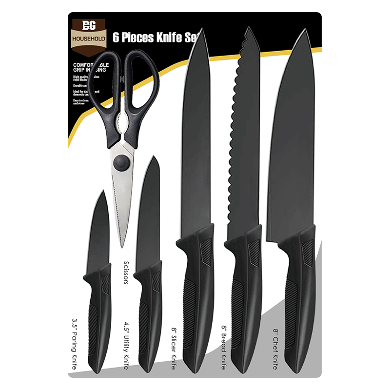 Black Coated 6 Pieces Knife Set