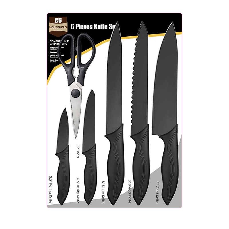 Black Coated 6 Pieces Knife Set