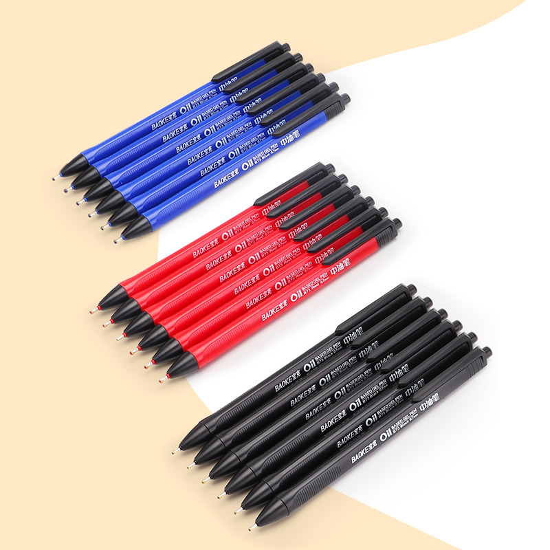 B73 3 colors ink plastic ball pen for promotion half needle tip 0.7mm oil based gel pen