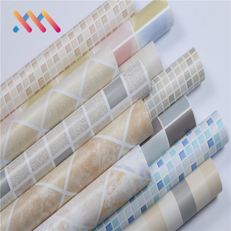 PVC tiles ceramic self adhesive wallpaper for bathroom kitchen renovation