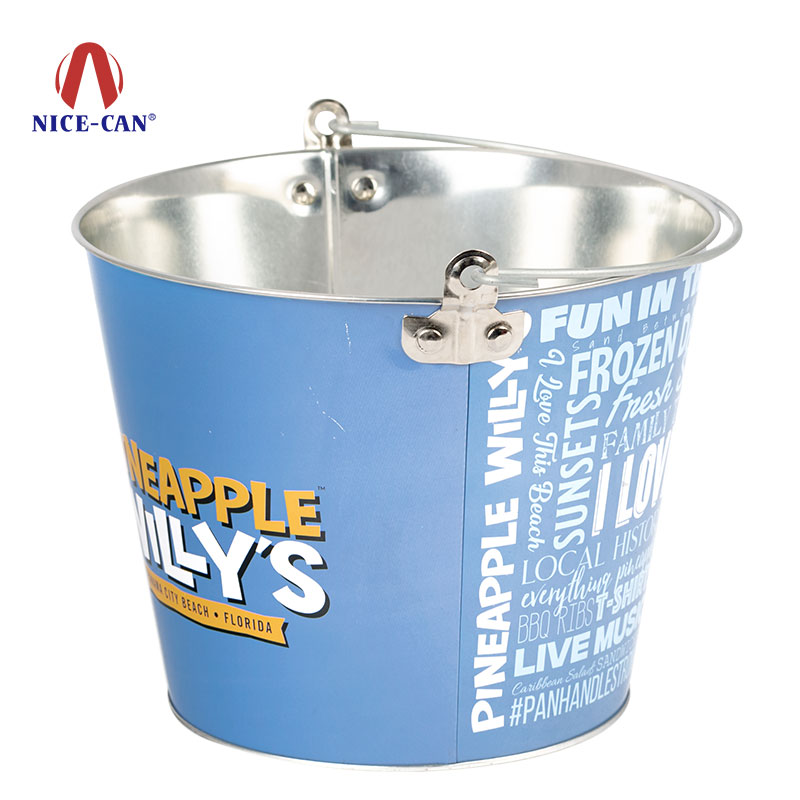Custom Metal Tin Beer Bucket With Handle Galvanized Ice Bucket