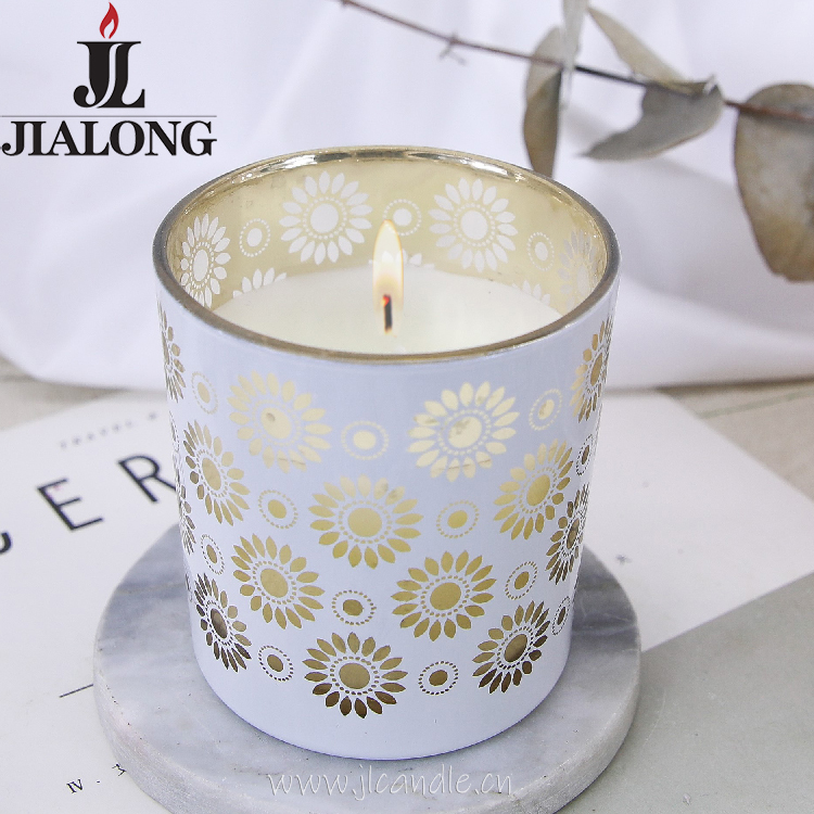 Scented candles white frosted soy wax scented candle glass candle