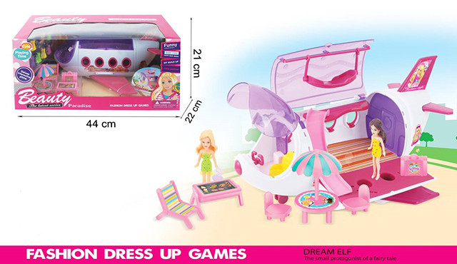 Airplane play house set(girl change can many clothes,with beach chir and deskaccessories)