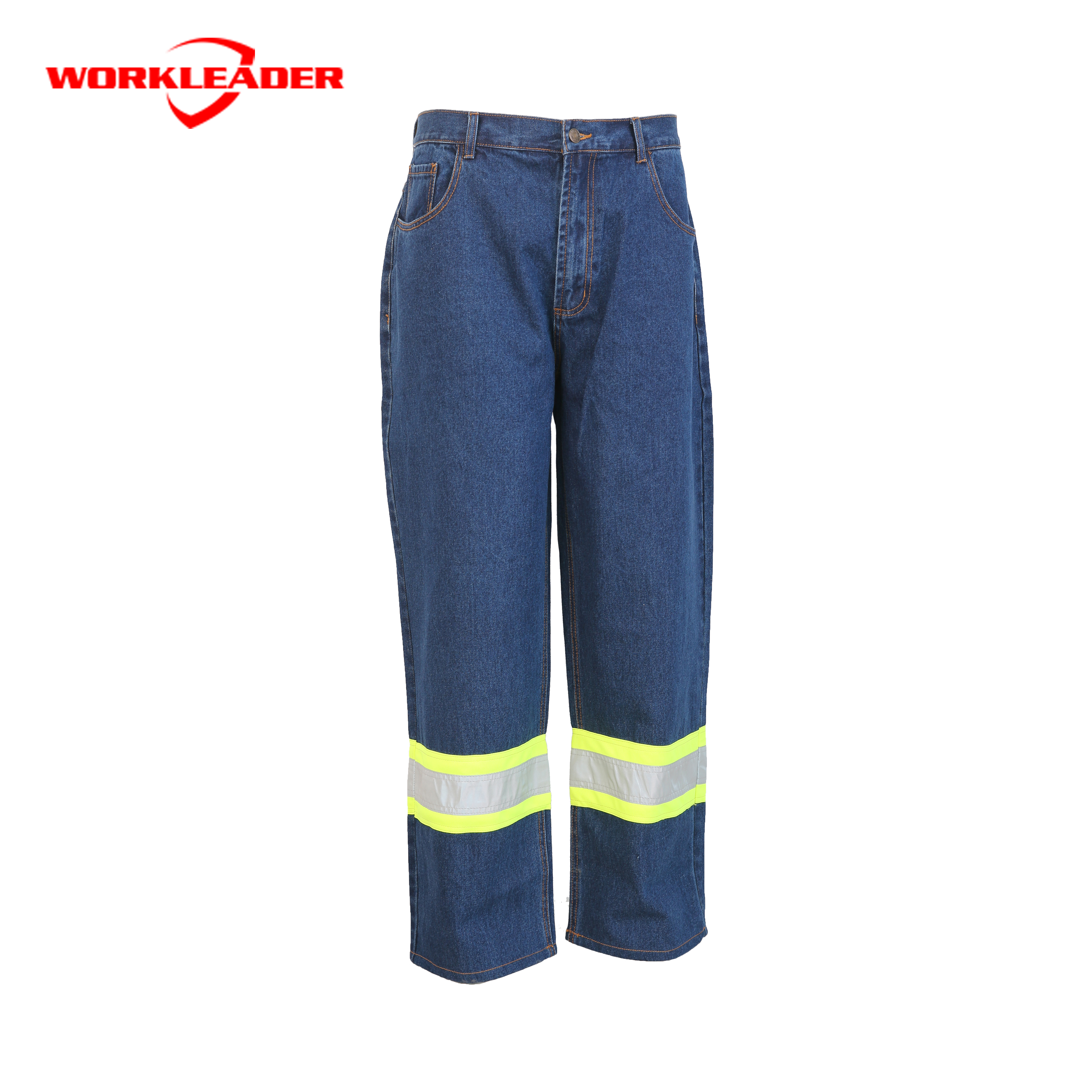 Factory best quality 100%cotton safety jeans pants with reflective tape