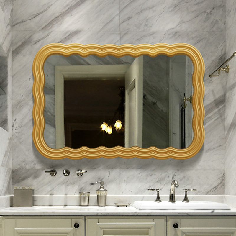 Wave radian elegant design of hotel and family bathroom makeup toilet wall mirror