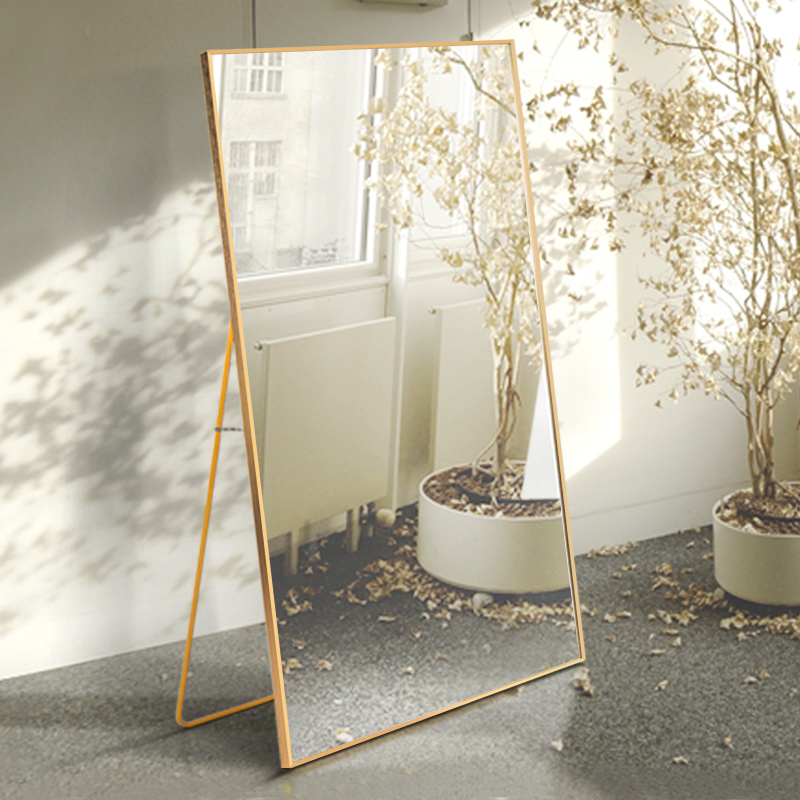 Simple design of metal frame full length wall drop zone support floor mirror