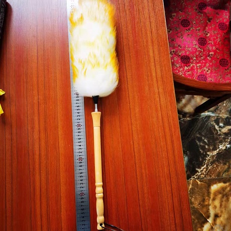 Wool duster with super long retractable bamboo handle