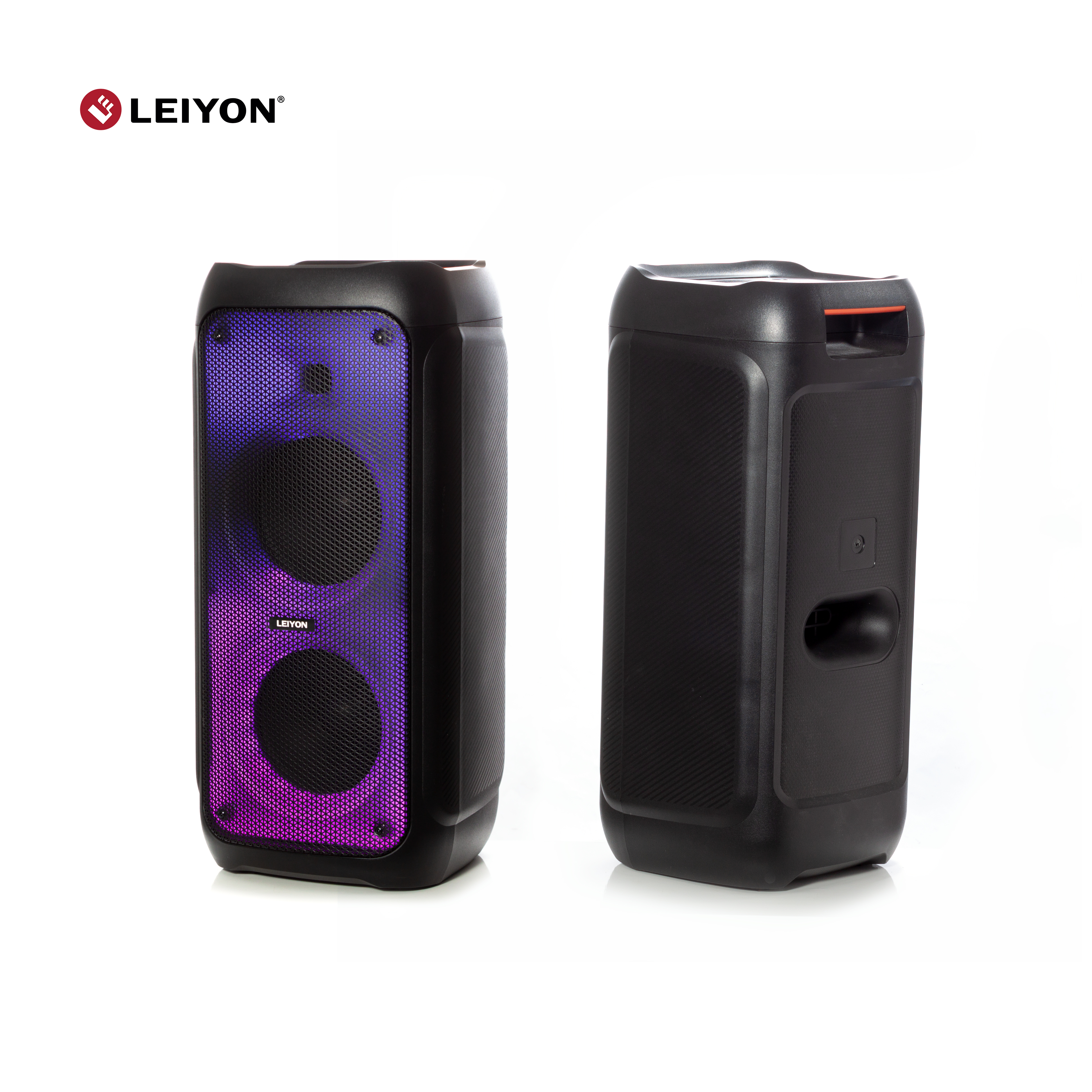 60W Double 8 inch Bluetooth Speaker D08Y Flame LED Lighting Portable Wireless Bluetooth PA Speaker