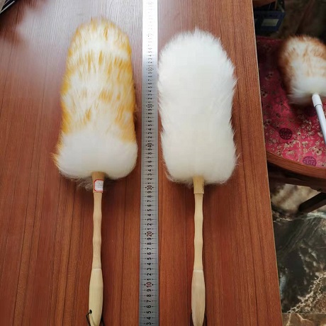 Wool feather duster with woolden handle