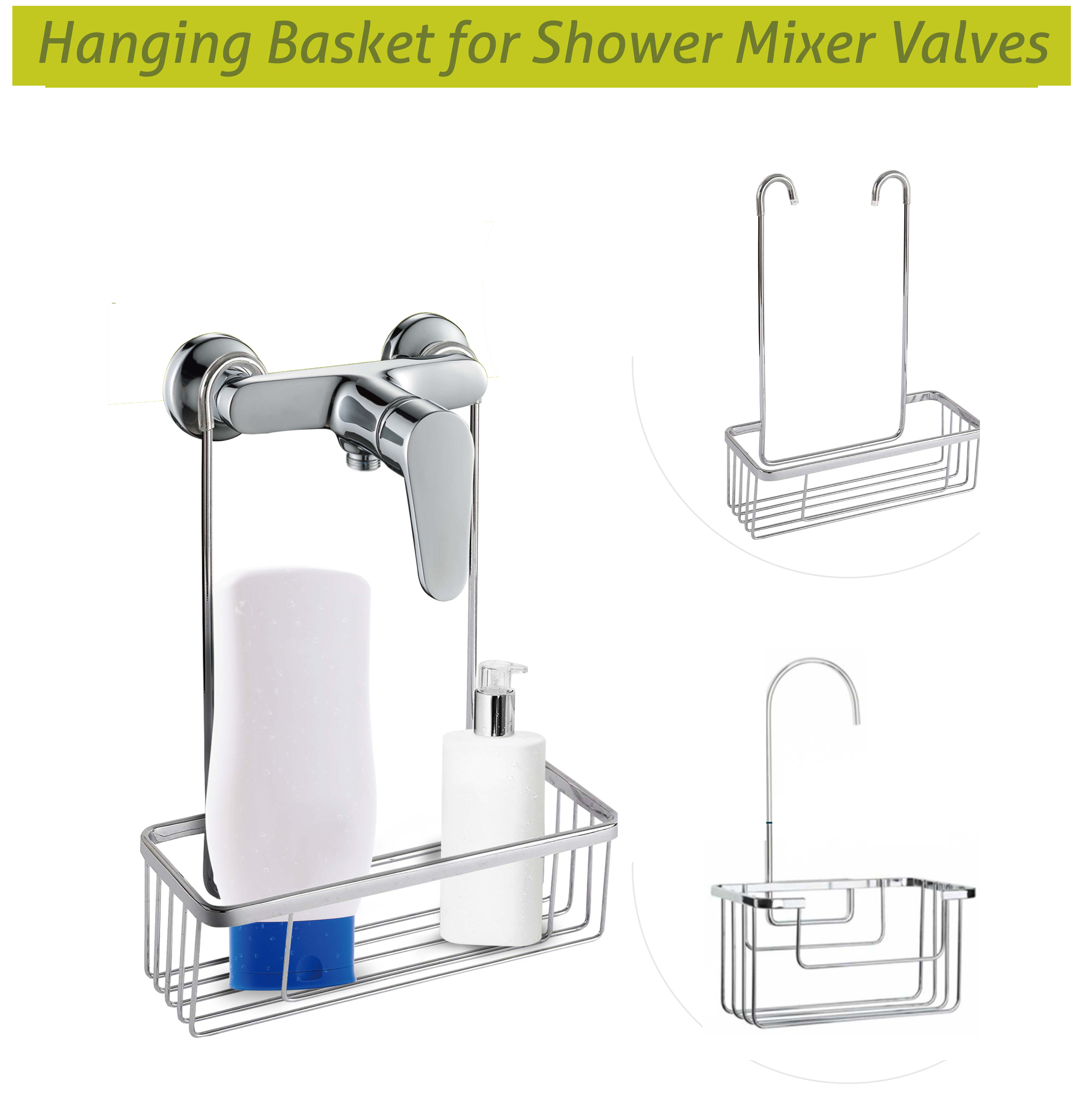 GOURMAID  hanging basket for shower mixer valves stainless steel 201+ chrome plated 10.1i15