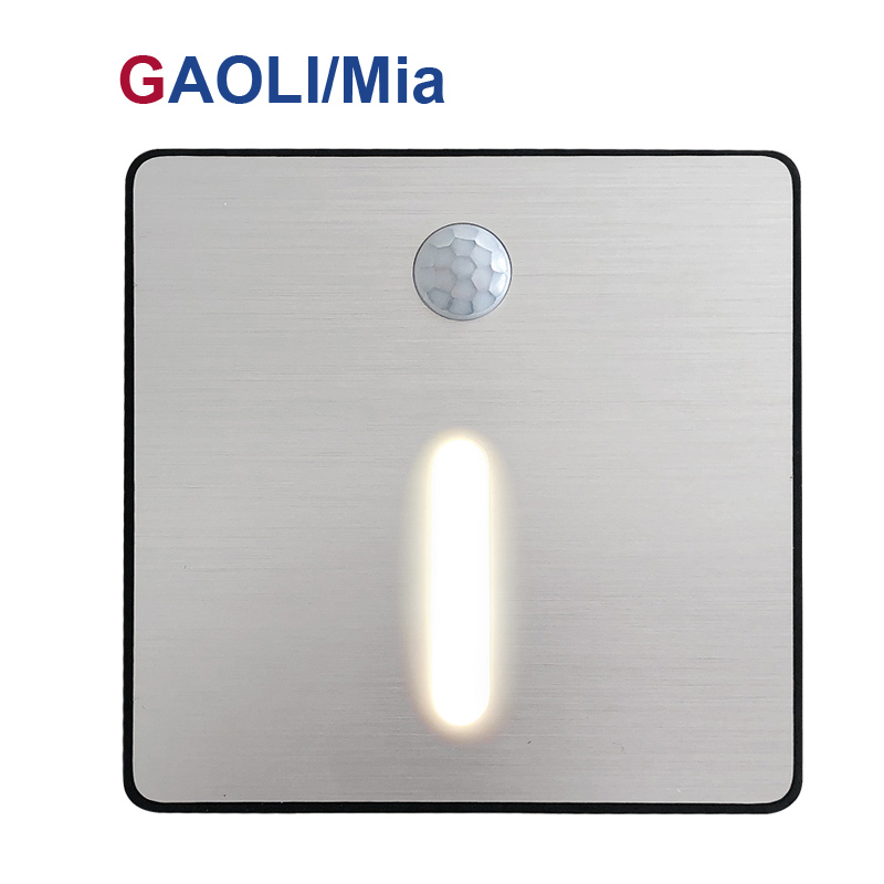 Aluminum cover motion sensor lamp wireless square operated indoor kids night PIR induction wall