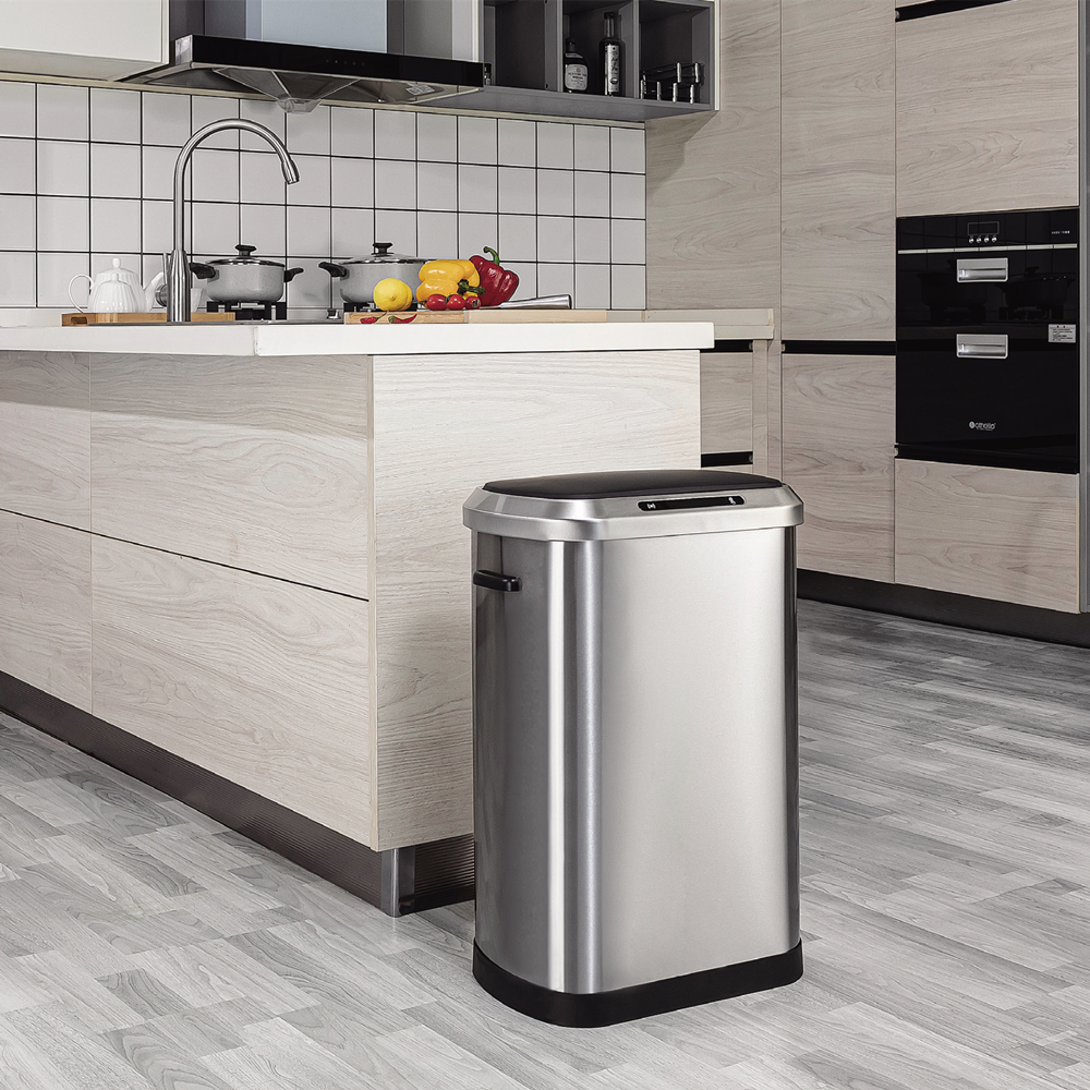 50L 13 gallon full intelligent sensor bin rectangular stainless steel automatic smart dustbin SW6946