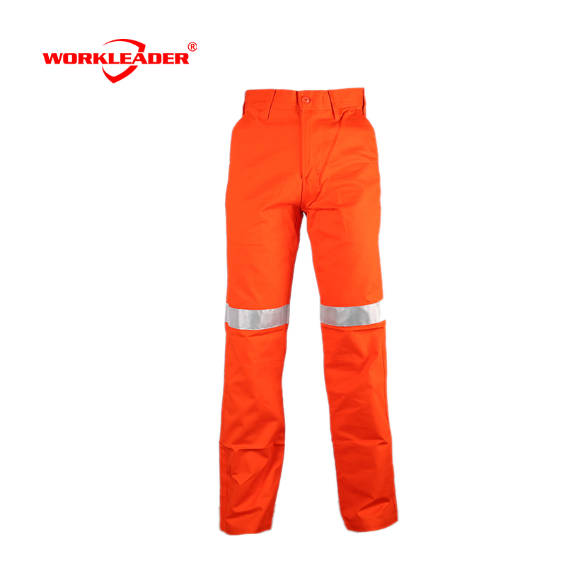 Men's hi vis orange safety pants working trousers with silver reflective tape