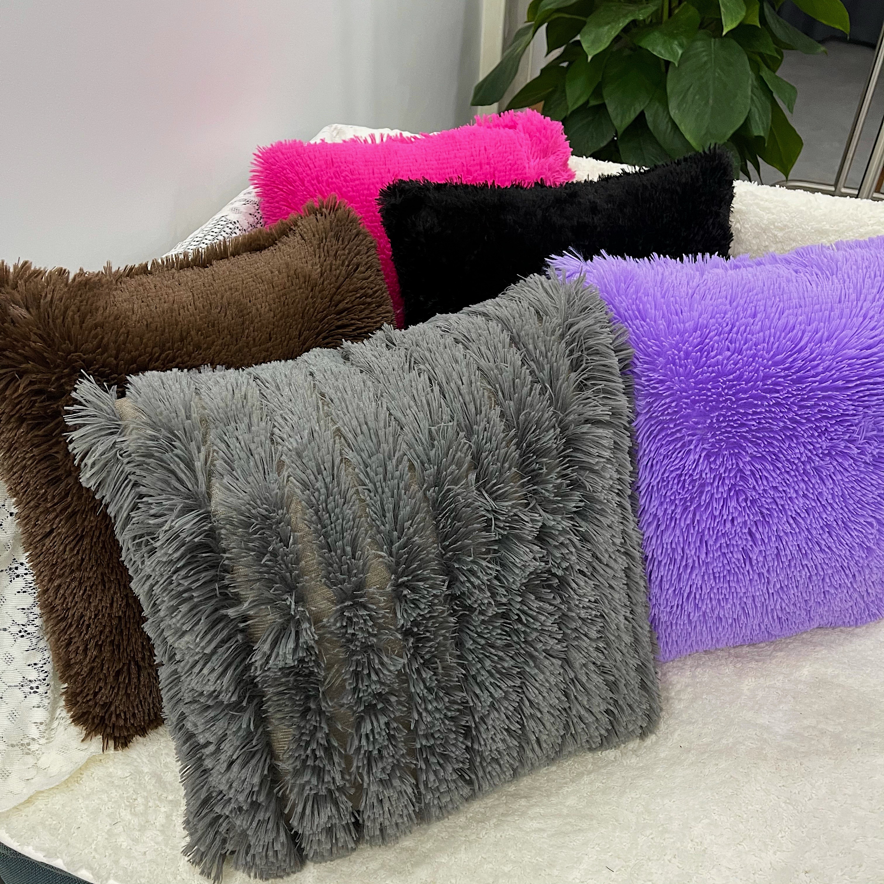 Super soft Faux Fur long hair cushion ,solid mink fleece cushion