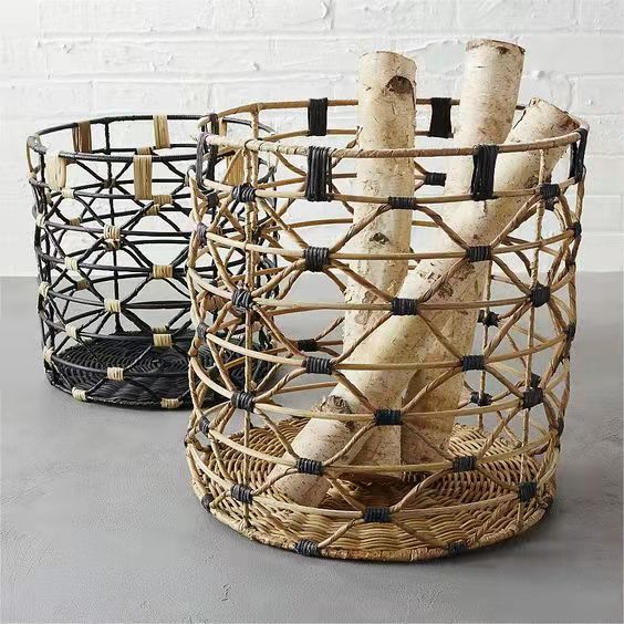 Rattan storage basket