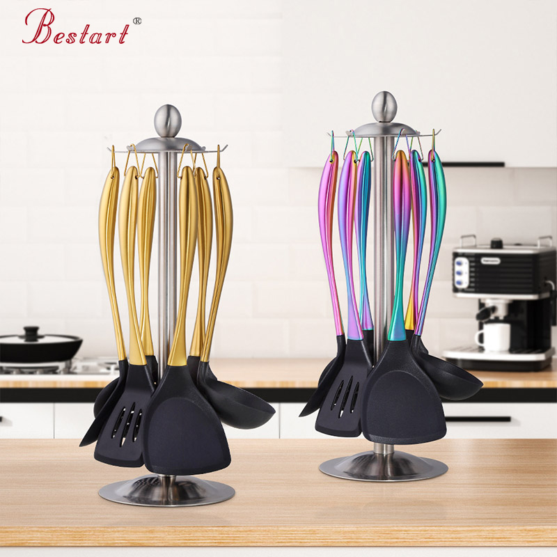 Kitchens Silicone Utensils With Stainless Steel Handle Cooking Spatula Soup Spoon