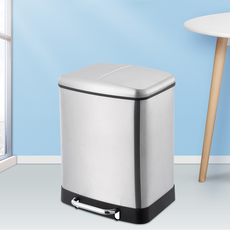 Household 24 liter stainless steel foot dual compartments recycle bin with quiet close lid SW6883