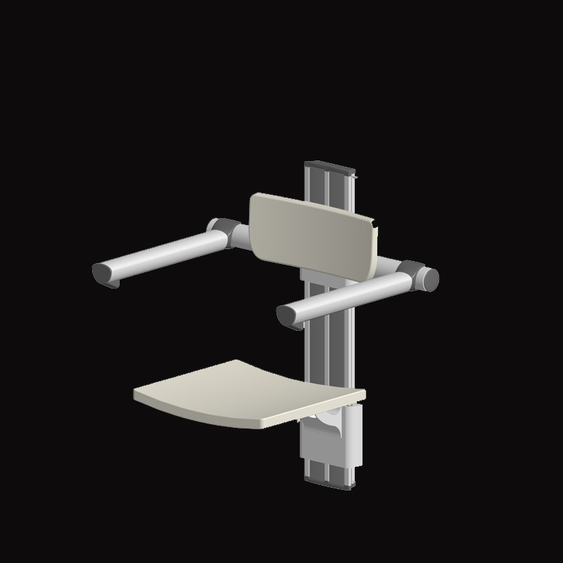 Height adjustable shower seat with grips