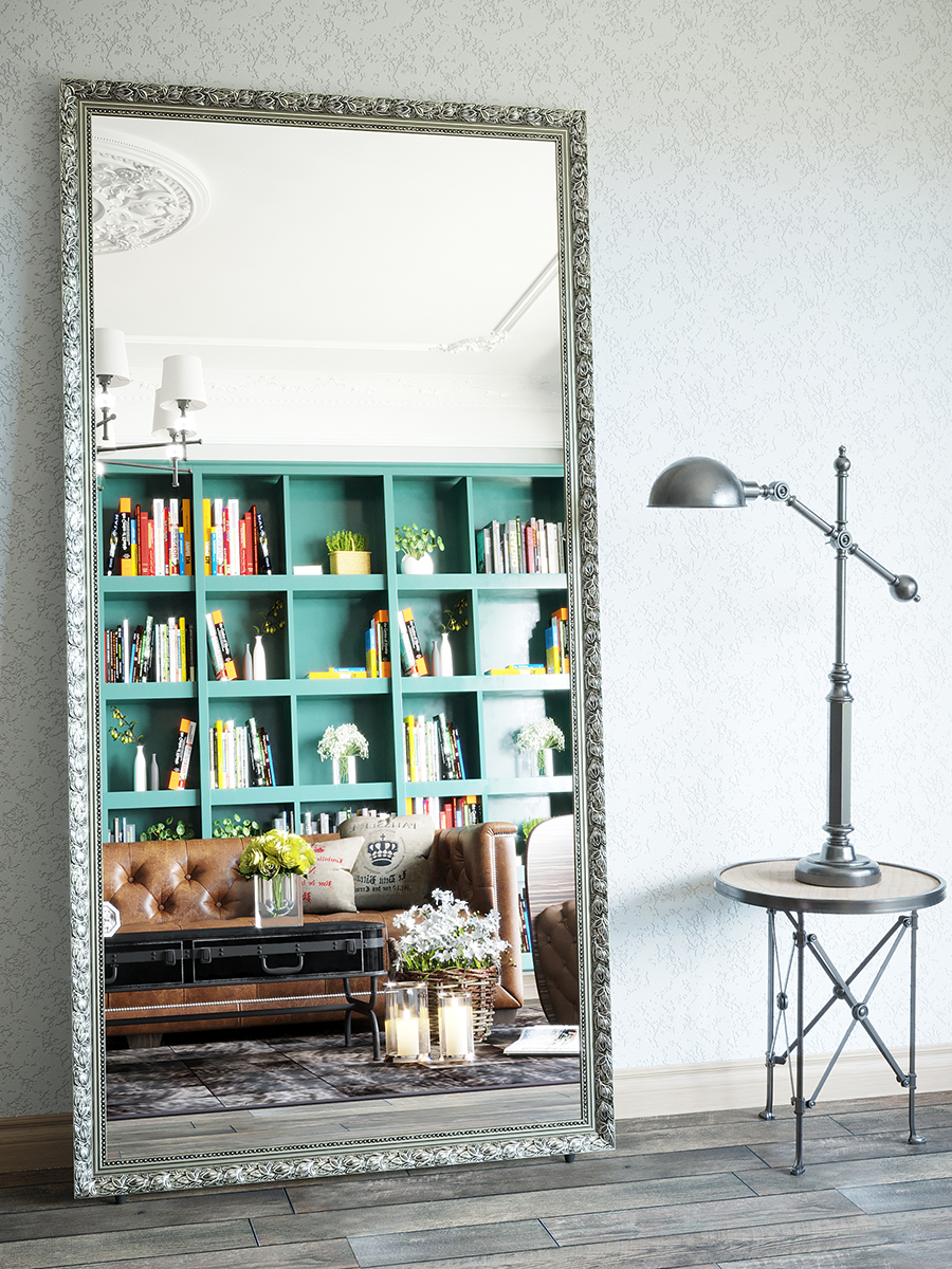European solid wood full-length mirror floor mirror