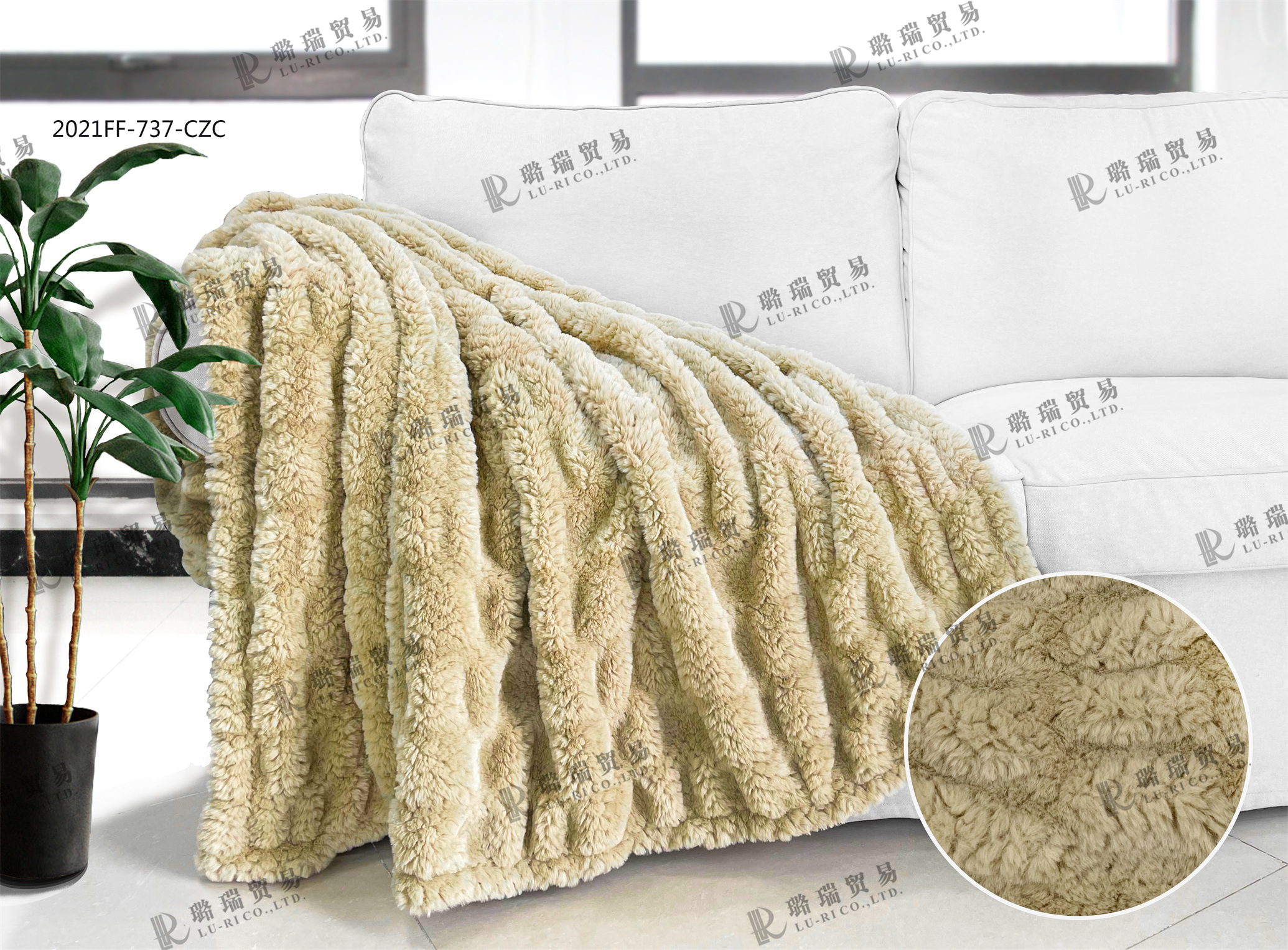 Shrink rabbit fur throw blanket