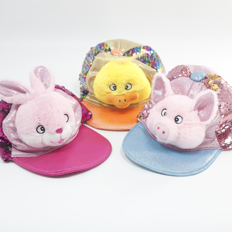 Animal fur sequined hat