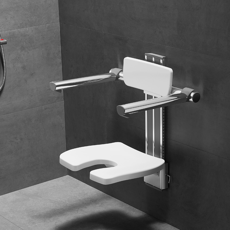 Adjustable flip-up shower chair