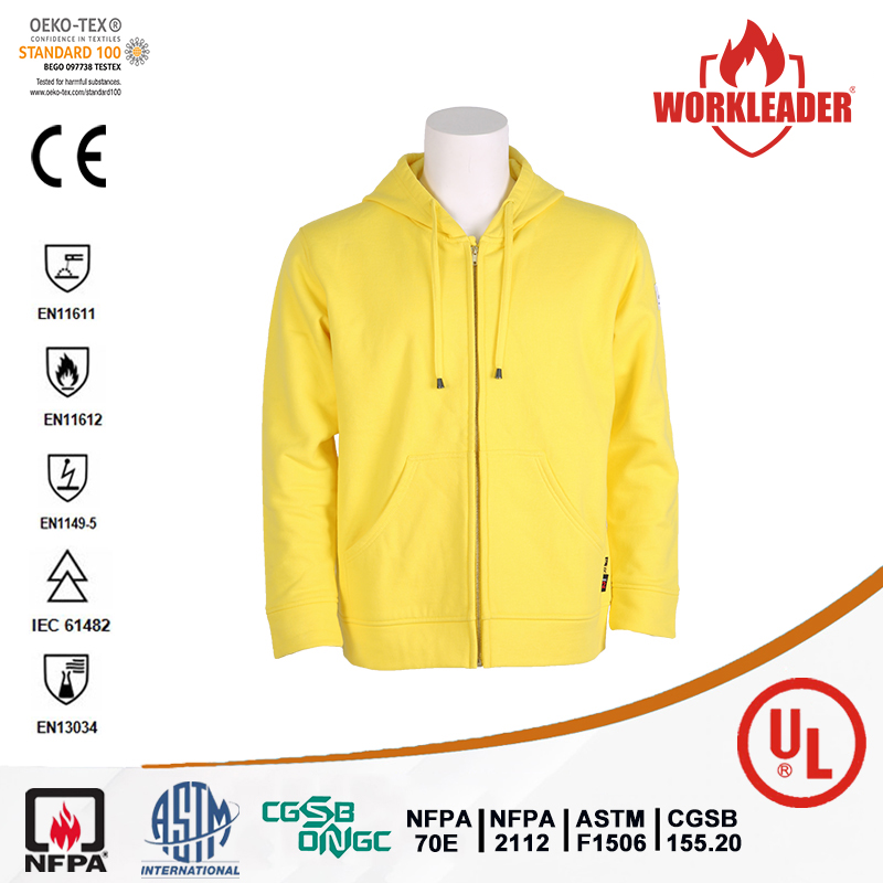 Flame retardant front zipper closure knitted Hoodie & sweatshirt