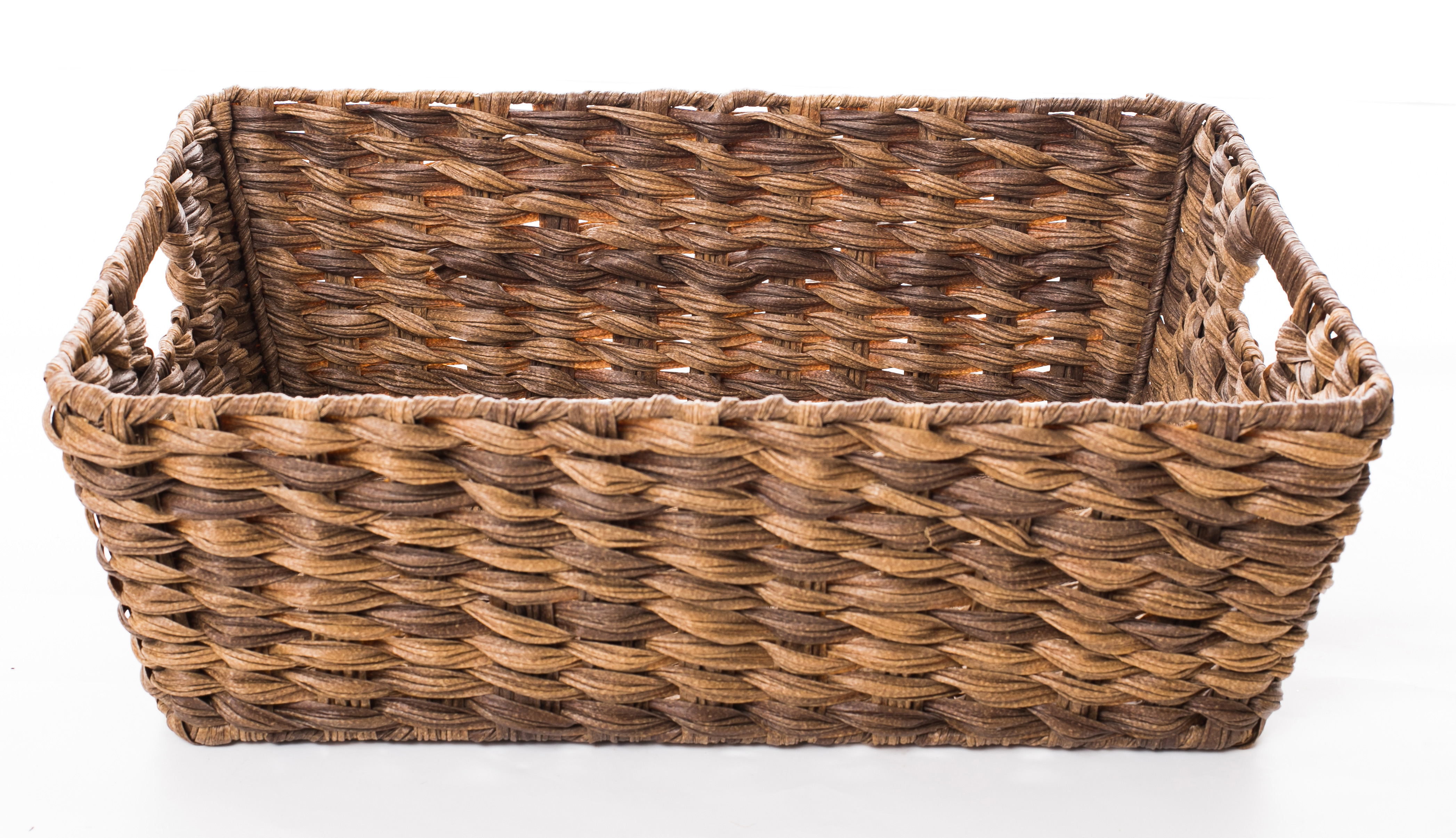 Rectangle iron and PE rattan woven storage basket