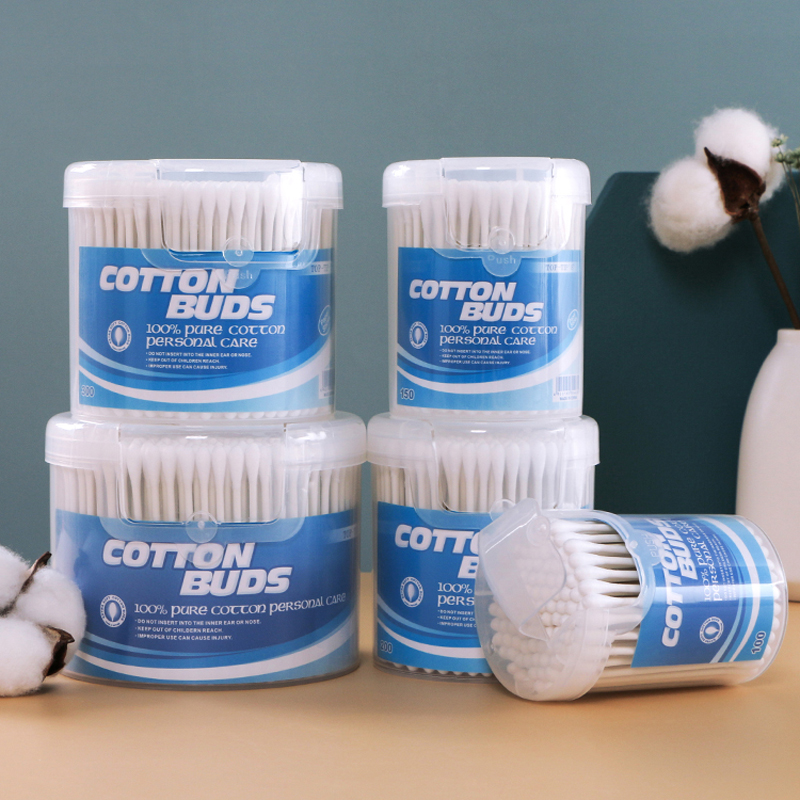 #1 A Paper cotton buds in round canister