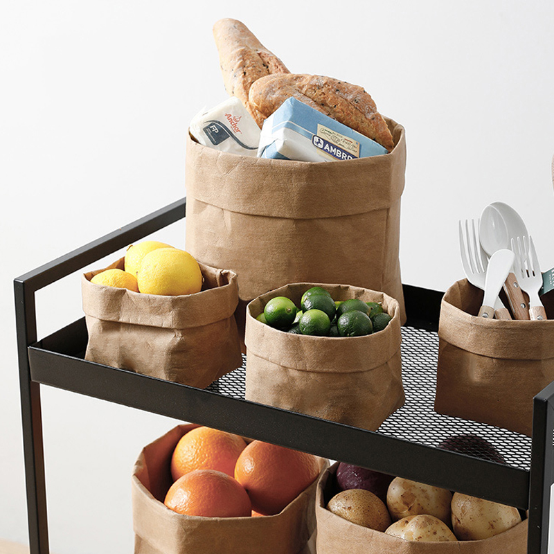 Washable kraft paper bag office desktop thickened potted storage bag