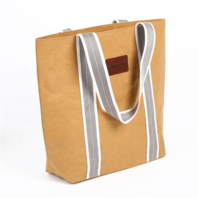 Wholesale customizable logo color washable kraft paper tote shopping bag